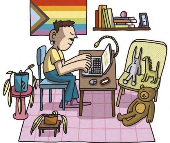Nee Barros, tal e como aparece debuxade no libro